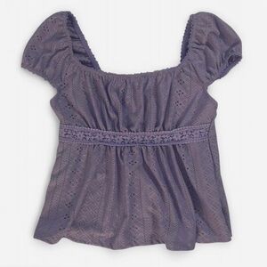 SHEIN Lavender Eyelet Blouse